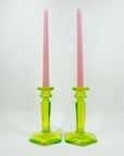 ART DECO URANIUM GLASS CANDLE STICKS
