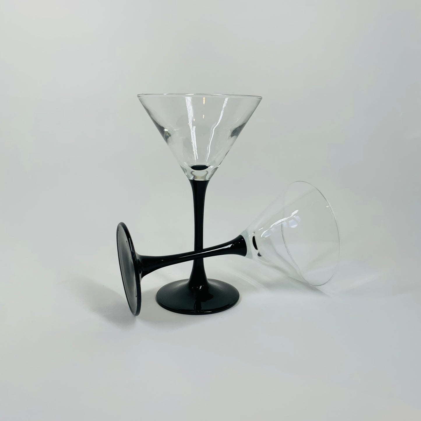 1950s LUMINARC BLACK STEM MARTINI GLASSES