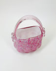 1980s PINK SPATTER MINI ART GLASS BAG VASE