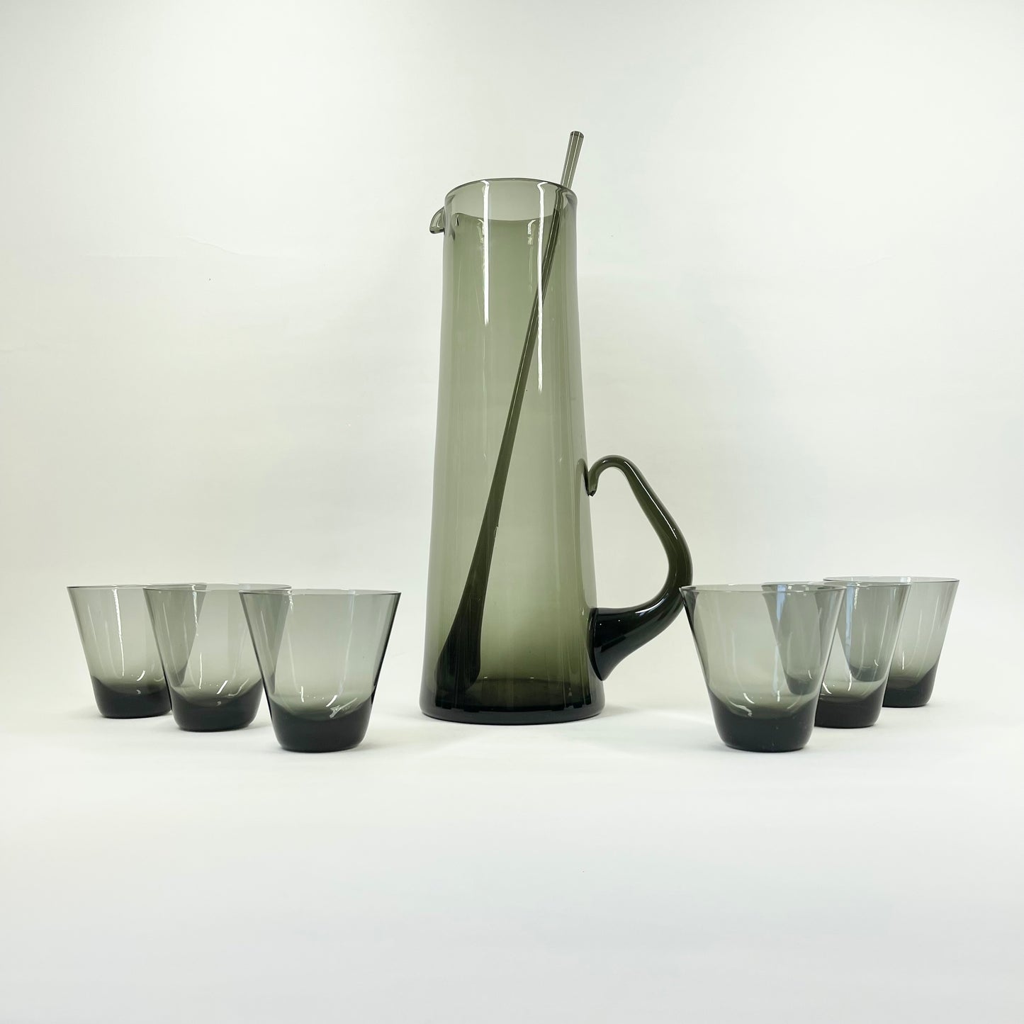 1950s POLISH GREY GLASS JUG SET