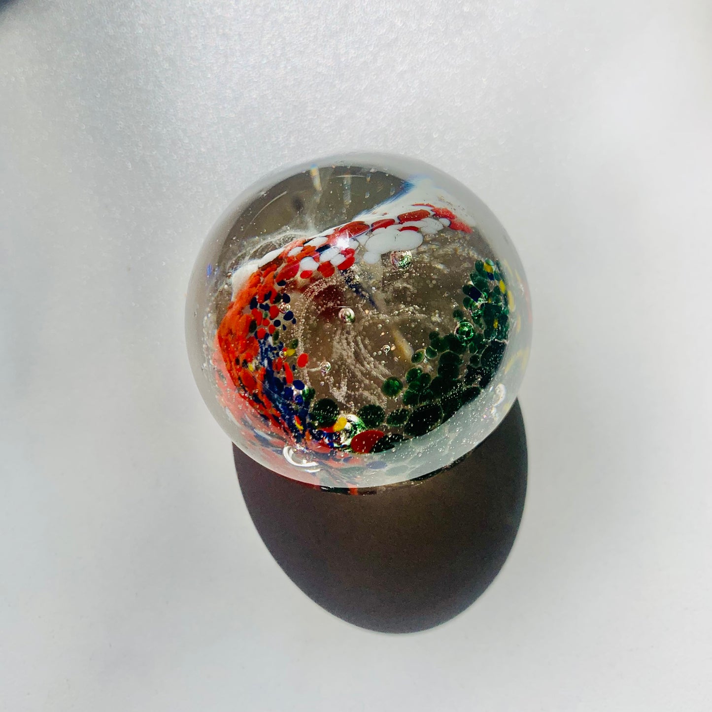 MCM MULTI SPATTER ART GLASS PAPERWEIGHT