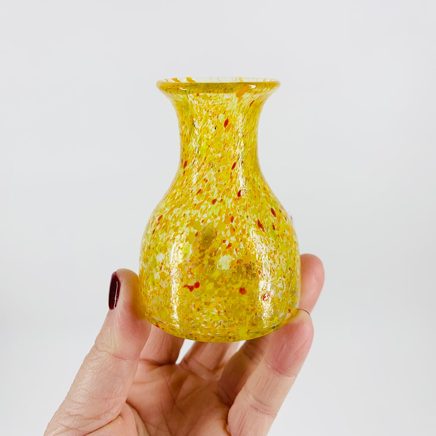 80s KOSTA BODA MINI YELLOW VASE BY BERTIL VALLIEN