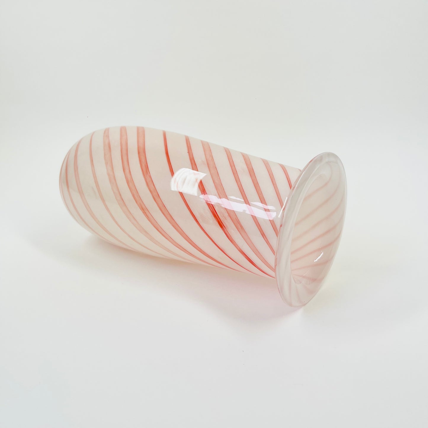 1960s CASED MURANO RED ORANGE CANDY CANE POSY VASE