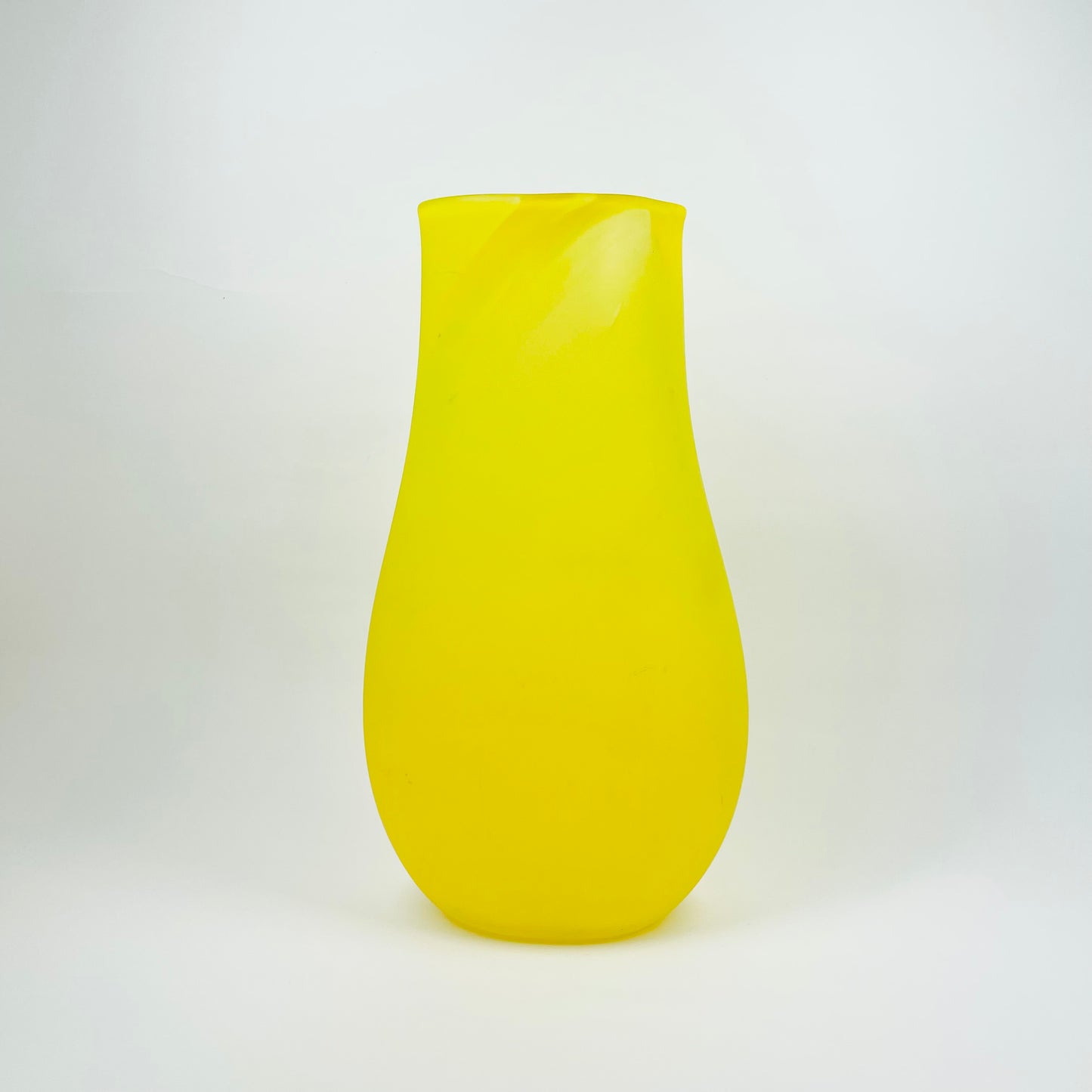 1970s YELLOW SATIN GLASS VASE