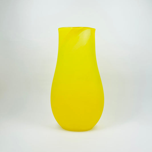 1970s YELLOW SATIN GLASS VASE