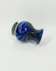 1980s AUSTRALIAN MOUTH BLOWN BLUE SPATTER ART GLASS MINI POSY VASE BY STEPHEN MORRIS