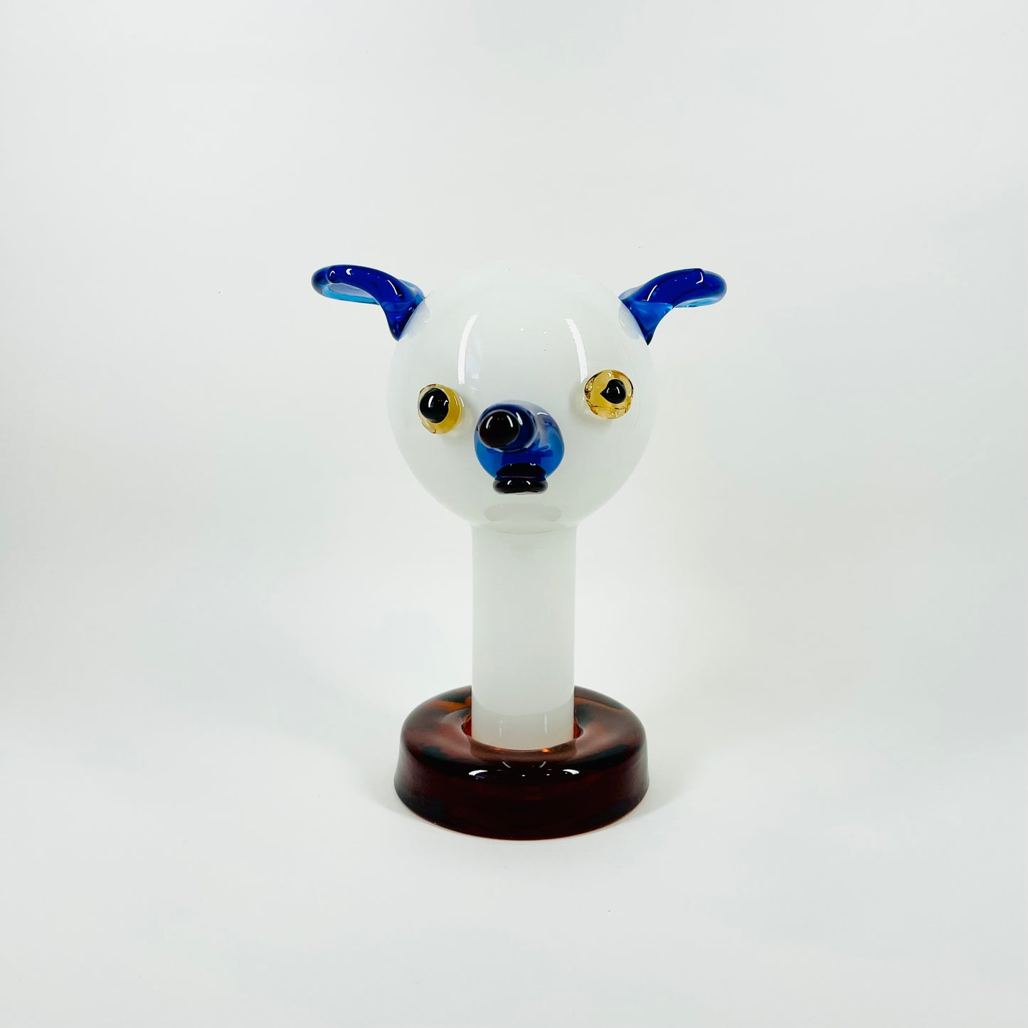 1980s HAND MADE AUSTRALIAN BLUE ART GLASS DOG SCULPTURE