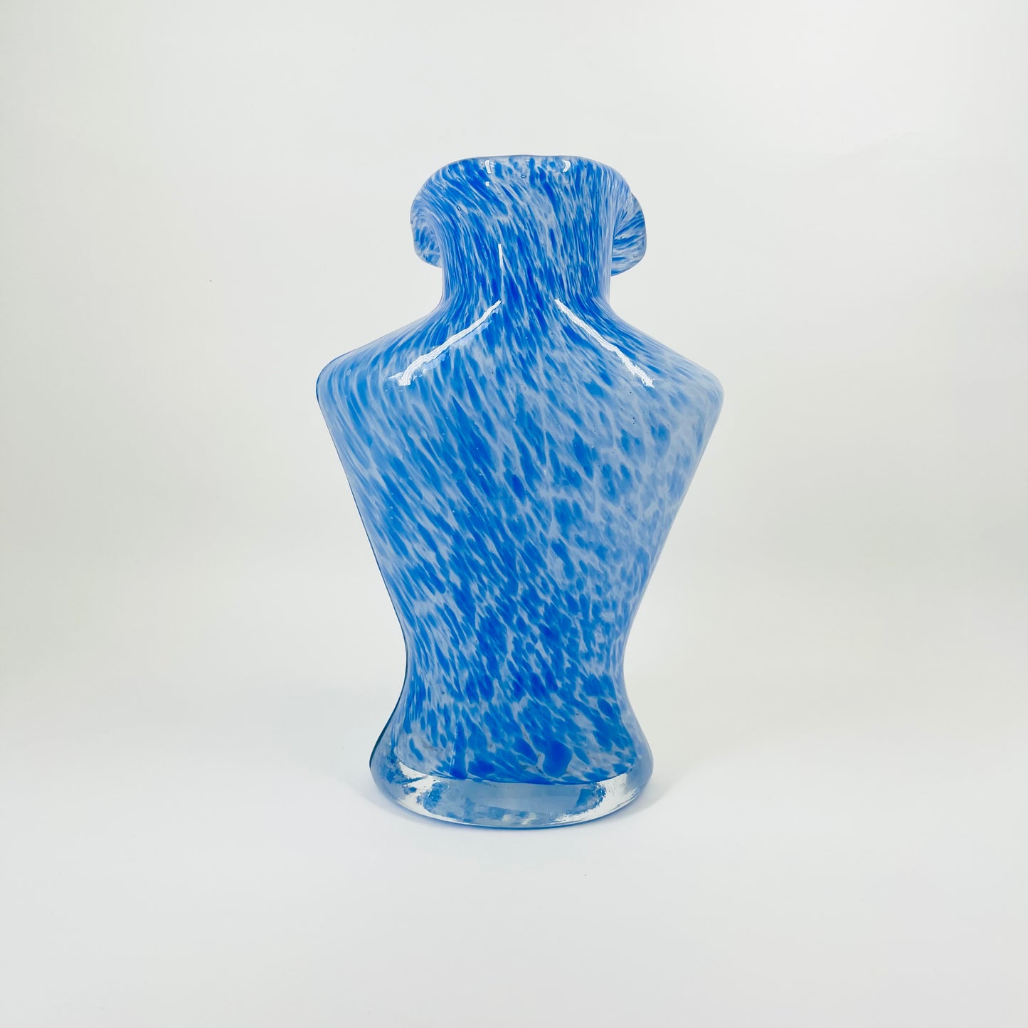 1980s MURANO BLUE SPATTER GLASS BUST VASE