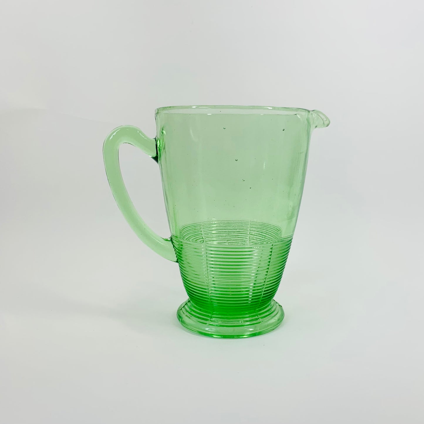 ANTIQUE GREEN DEPRESSION GLASS JUG