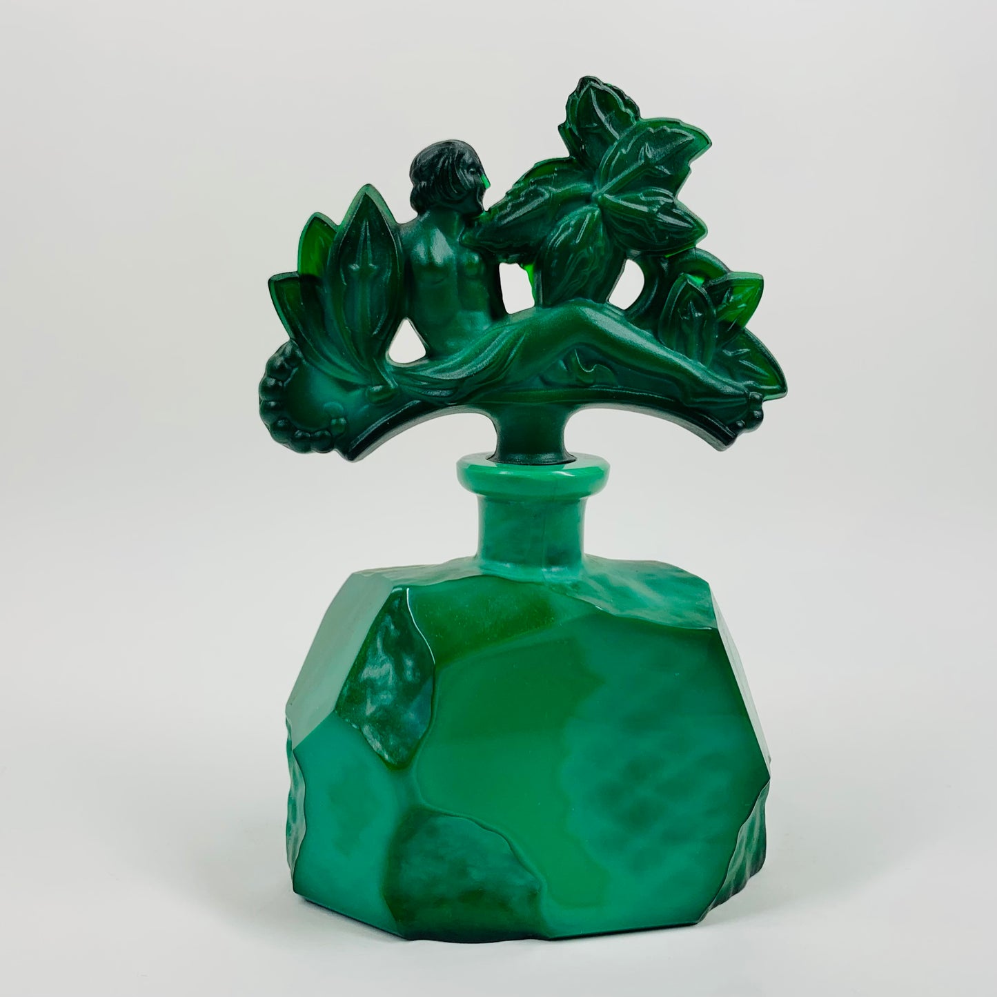 ART DECO MALACHITE GLASS PERFUME BOTTLE