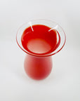 1980s MOUTH BLOWN CASED RED ART GLASS VASE