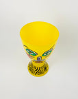1980s MEMPHIS MILANO HAND PAINTED YELLOW GLASS VASE BY NATHALIE DU PASQUIER