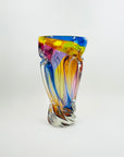1970s JAPANESE KAMEI HARLEQUIN SOMMERSO GLASS TWIST VASE
