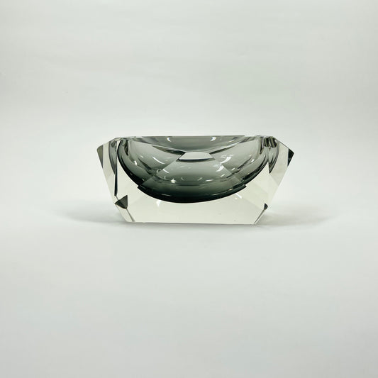 1950s MURANO MANDRUZZATO GREY SOMEMRSO GLASS GEODE BOWL/ASHTRAY