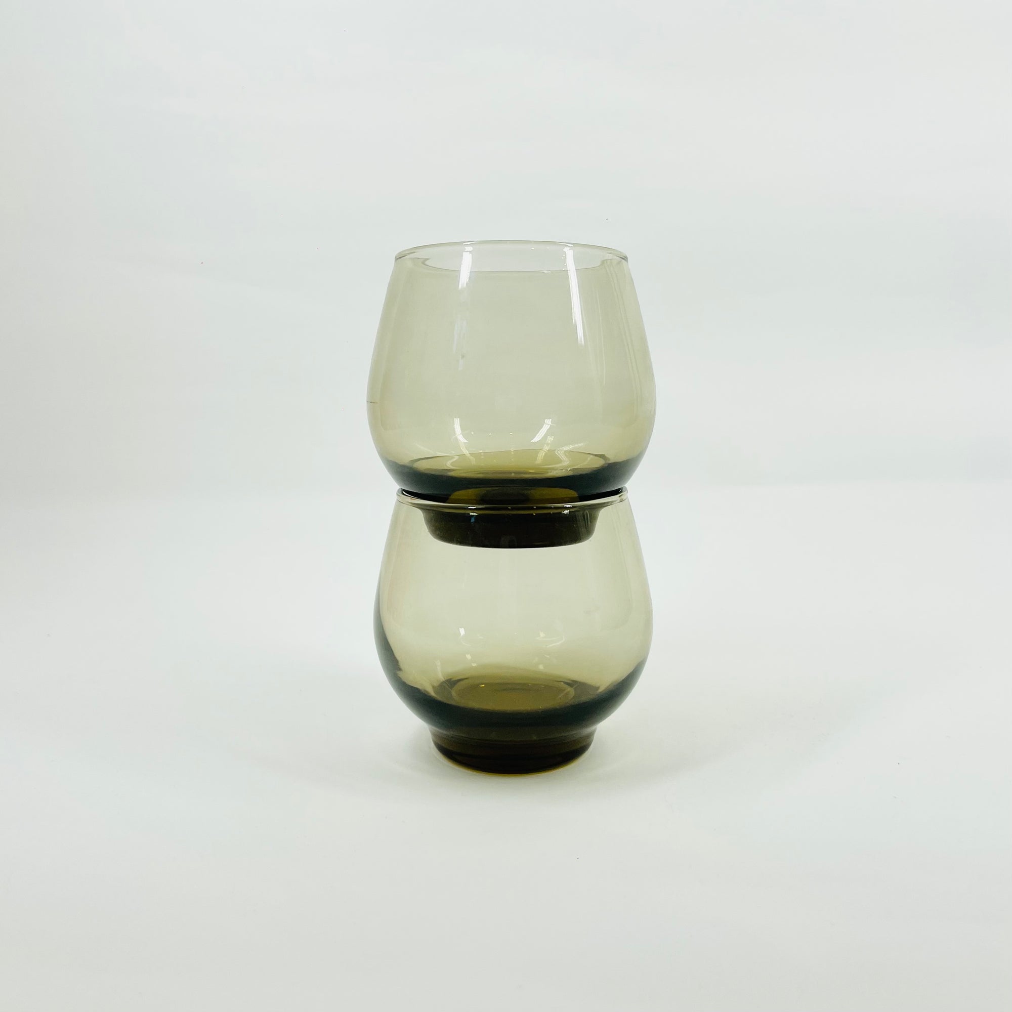 1950s GREY ROUND TUMBLER GLASSES WITH PINCHED BASE