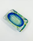 1940s GREEN COBALT BLUE SOMMERSO URANIUM GLASS BOWL