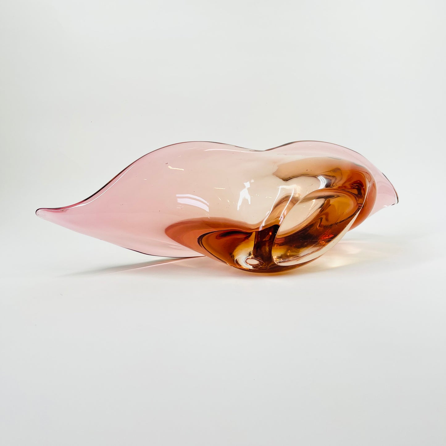 1950s MURANO PINK PEACH OMBRE SOMMERSO GLASS LIPS BOWL