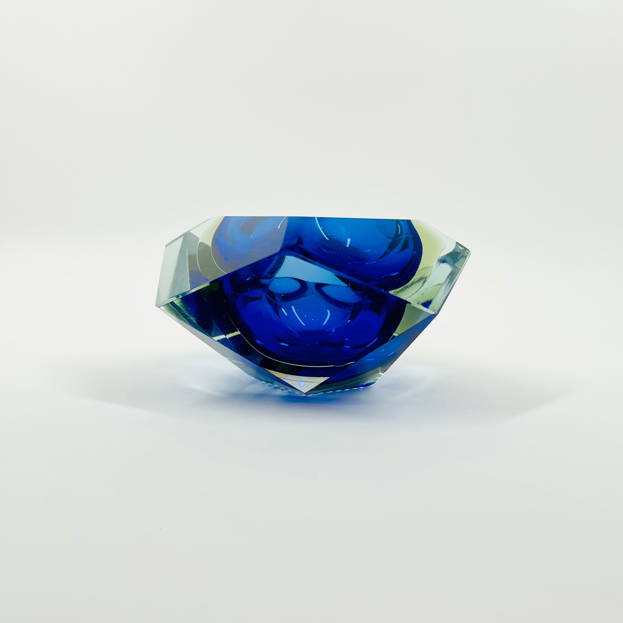 1970s FACETED MURANO COBALT BLUE GOLD GEODE BOWL