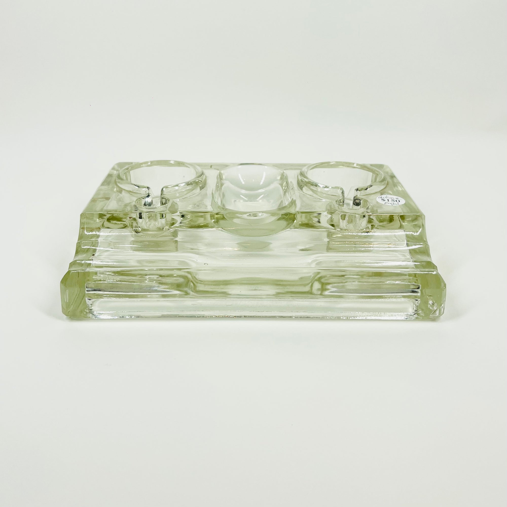 ANTIQUE VICTORIAN DESK GLASS INK WELL SET