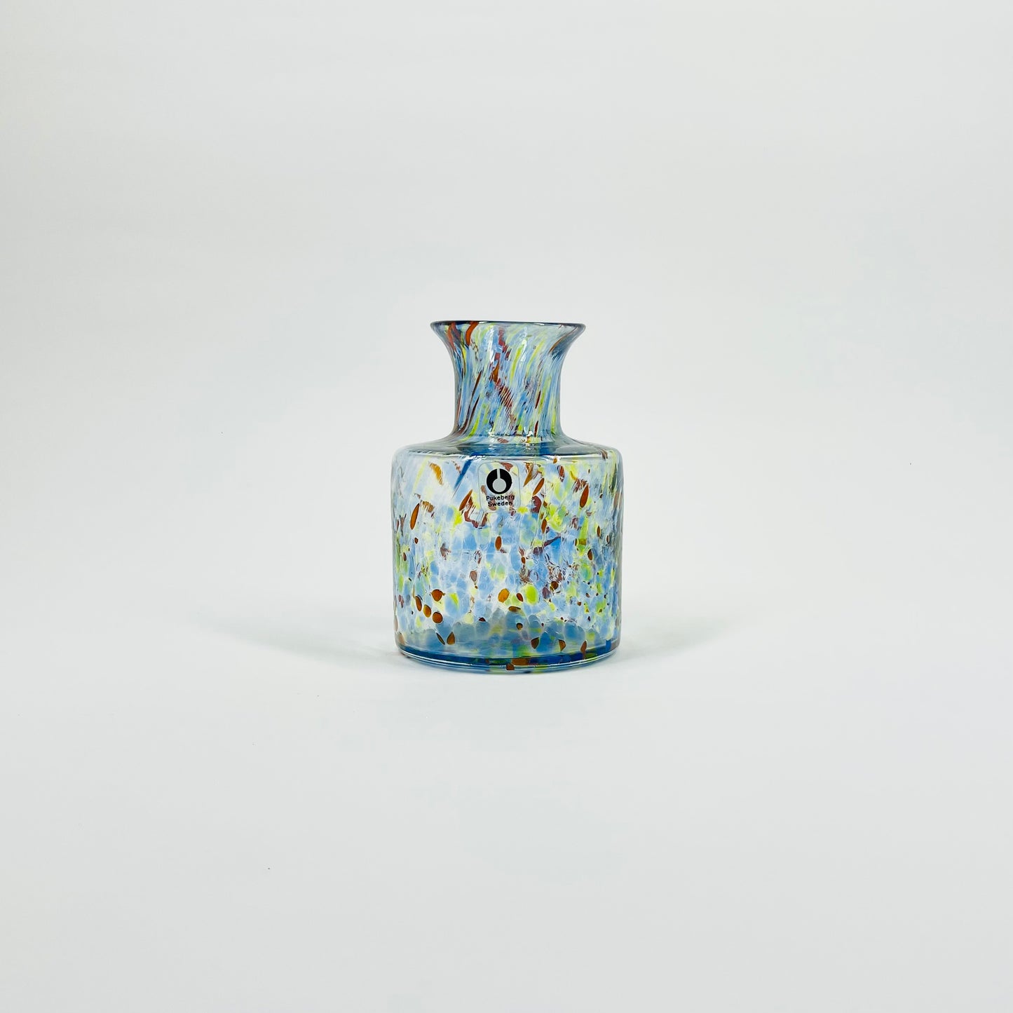 1970s PUKEBERG MINI BLUE SPATTER VASE