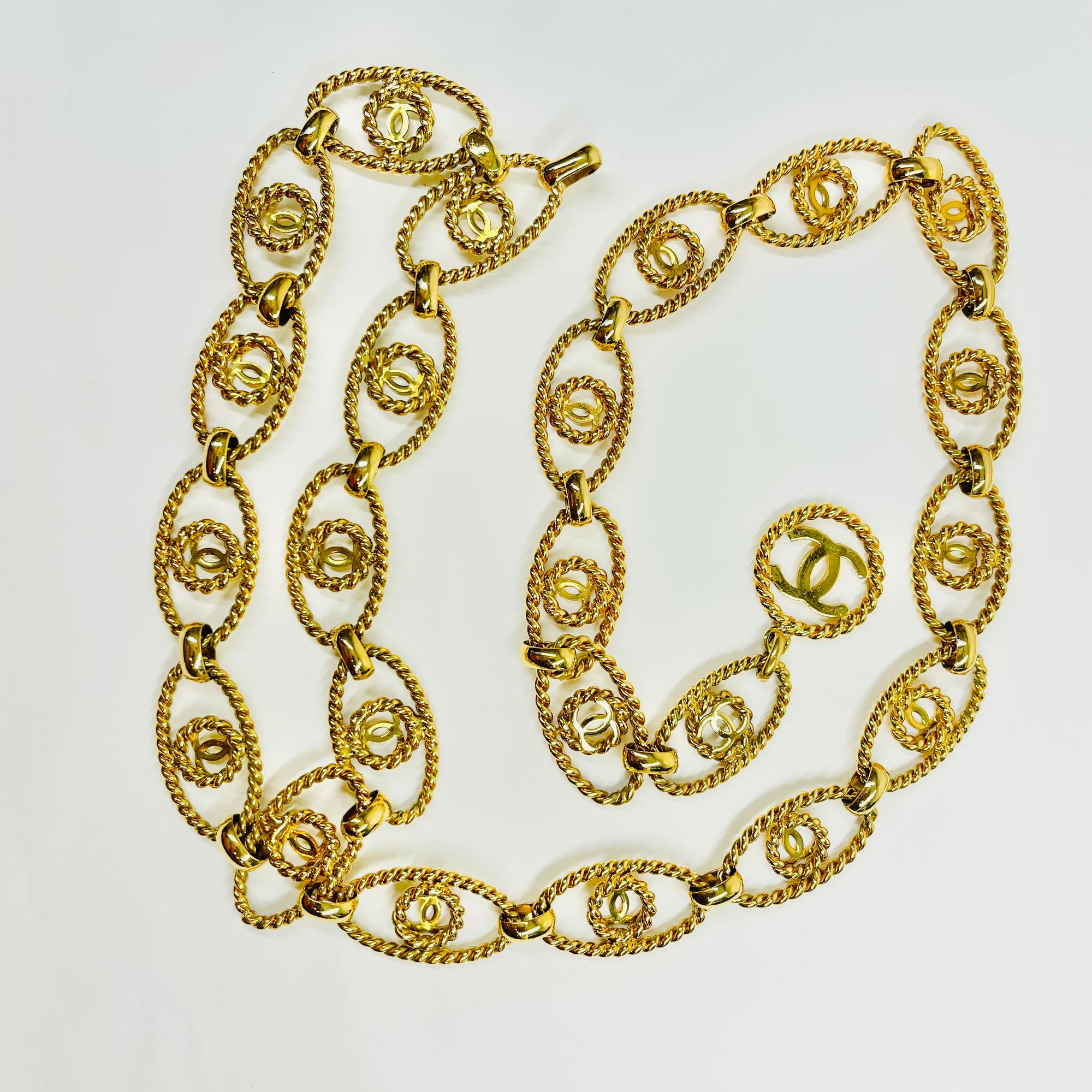 1990s CHANEL MATELASSE GOLD PLATED LOGO BELT