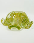 1940s MURANO BAROVIER GOLD AVENTURRINE LATTICINO SOMMERSO GLASS FLOWER PINCHED BOWL