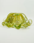 1940s MURANO BAROVIER GOLD AVENTURRINE LATTICINO SOMMERSO GLASS FLOWER PINCHED BOWL