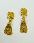 1980s CHANEL CC FILIGREE LOGO TASSELS DROP CLIP ON EARRINGS