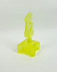 URANIUM GLASS PERFUME BOTTLE WITH FLORAL STOPPER