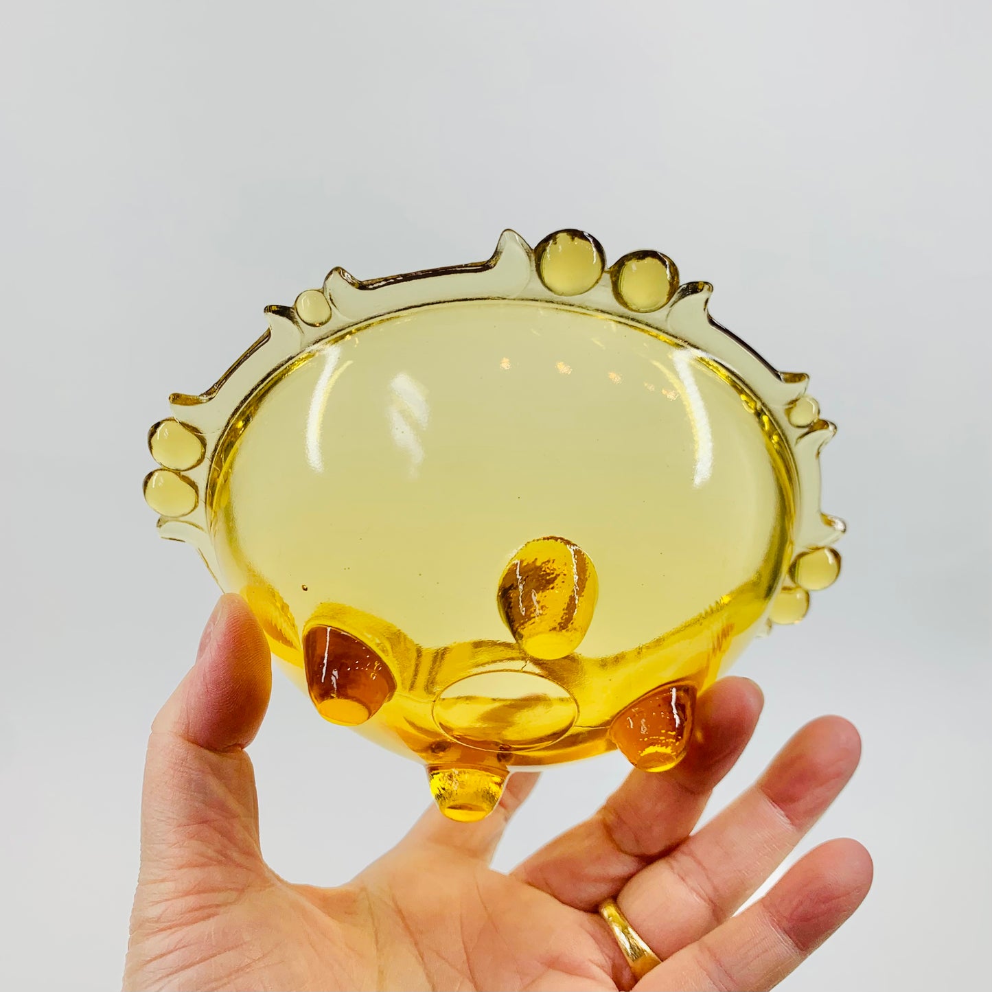 ART DECO AMBER FOOTED DESSERT BOWL