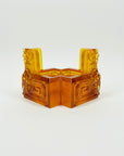1980s CHINESE AMBER SATIN GLASS SCULPTURE BY TITTOT