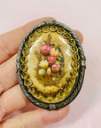 ANTIQUE VICTORIAN ENGLISH SILVER DRY FLOWERS BROOCH
