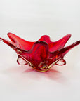 LARGE 1940s URANIUM MURANO RED SOMMERSO GLASS BOWL