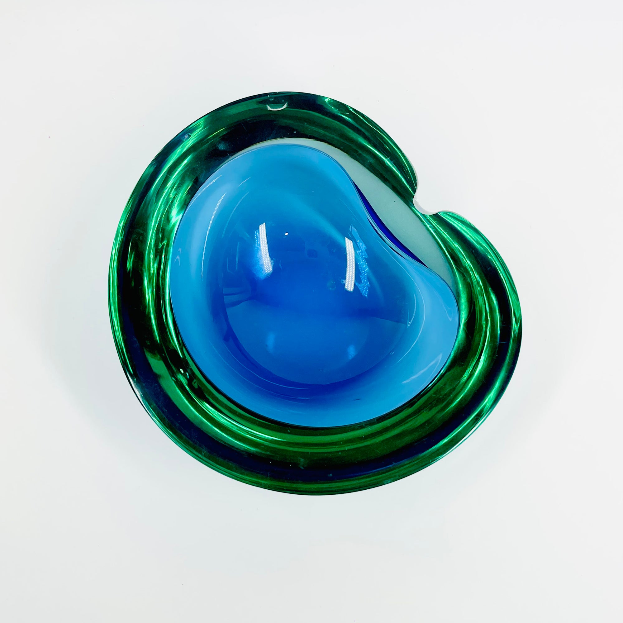 1950s GREEN BLUE MURANO SOMMERSO GLASS BOWL/ASHTRAY