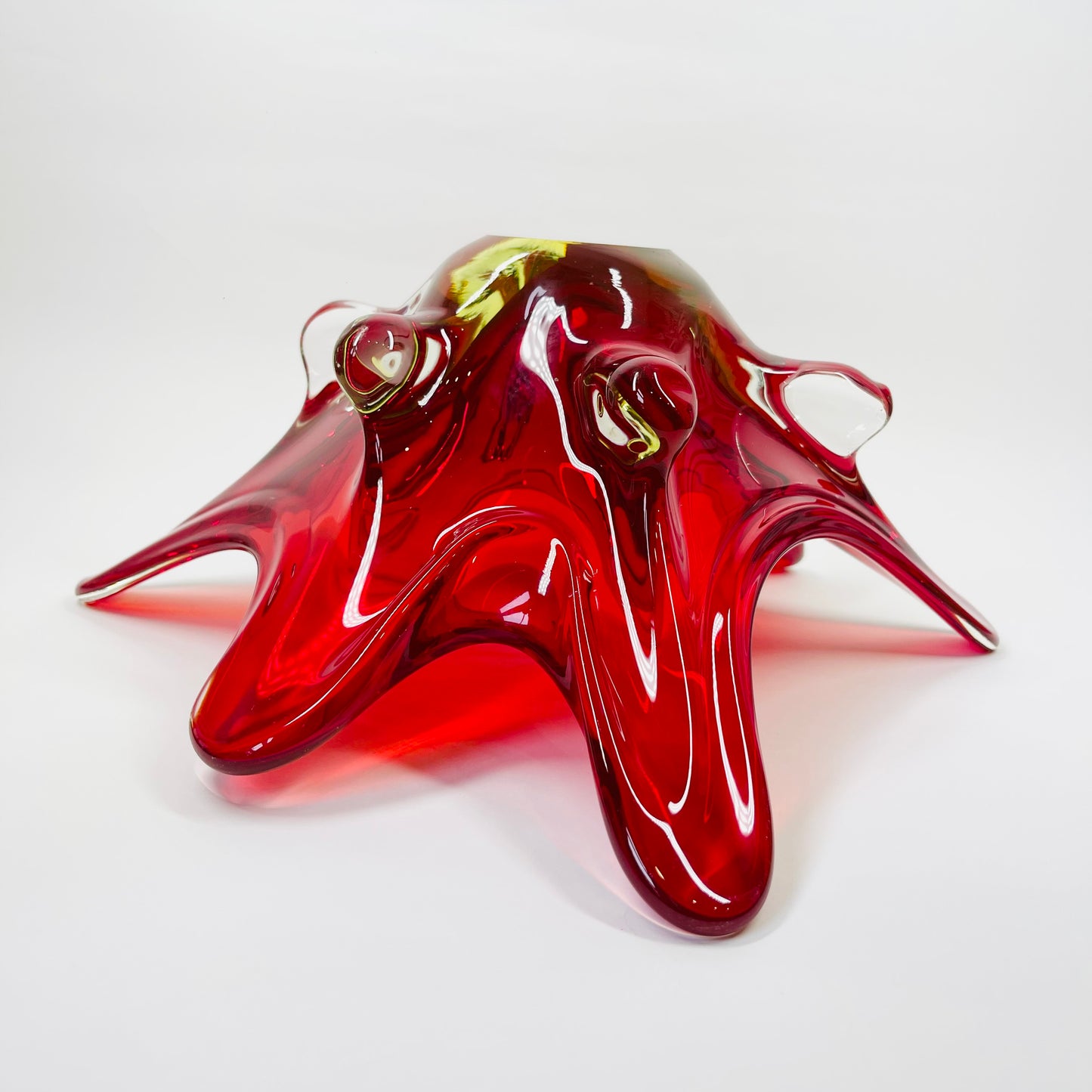 1940s URANIUM MURANO RED SOMMERSO GLASS BOWL