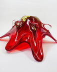 LARGE 1940s URANIUM MURANO RED SOMMERSO GLASS BOWL