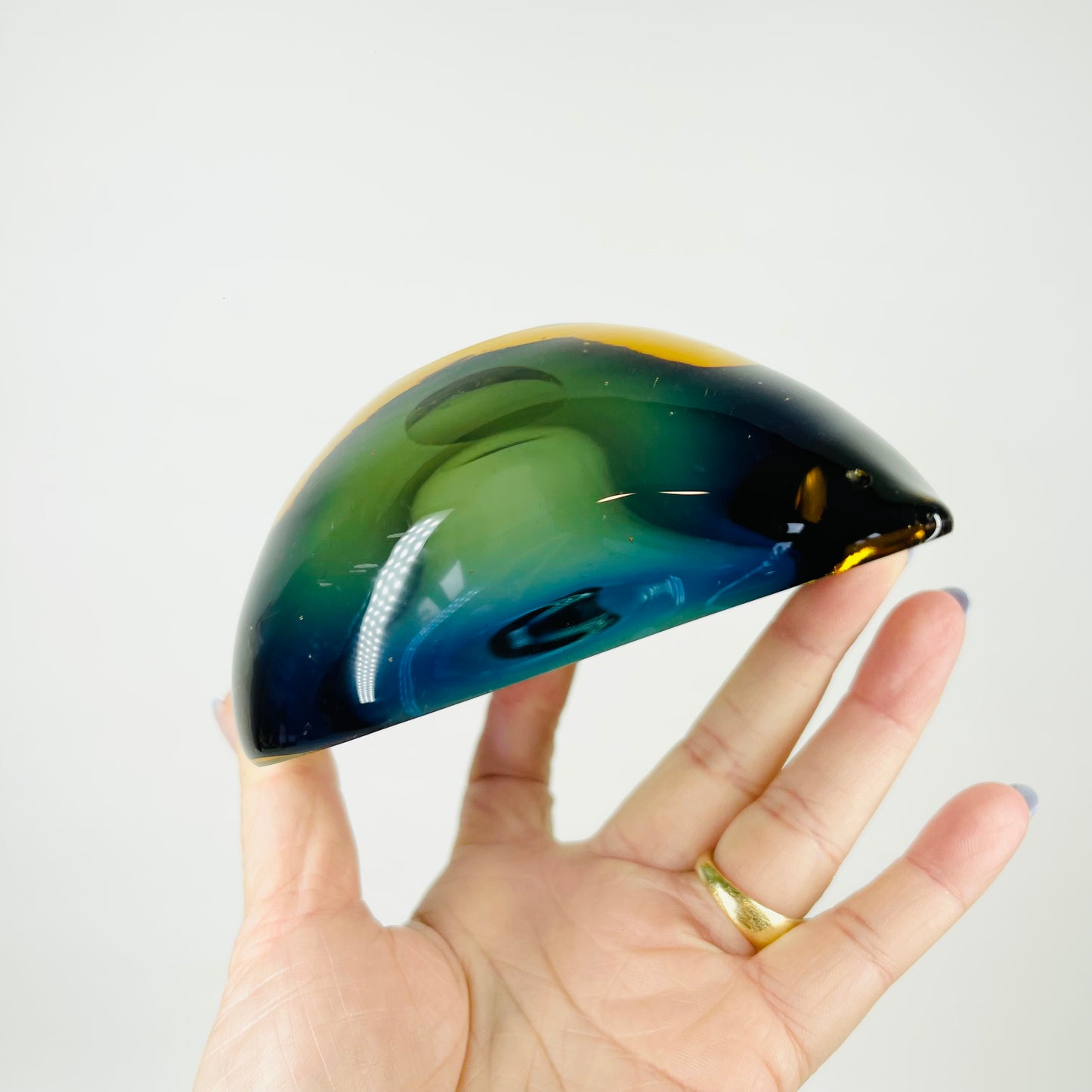 1950s BLUE GOLD MURANO SOMMERSO GLASS BOWL