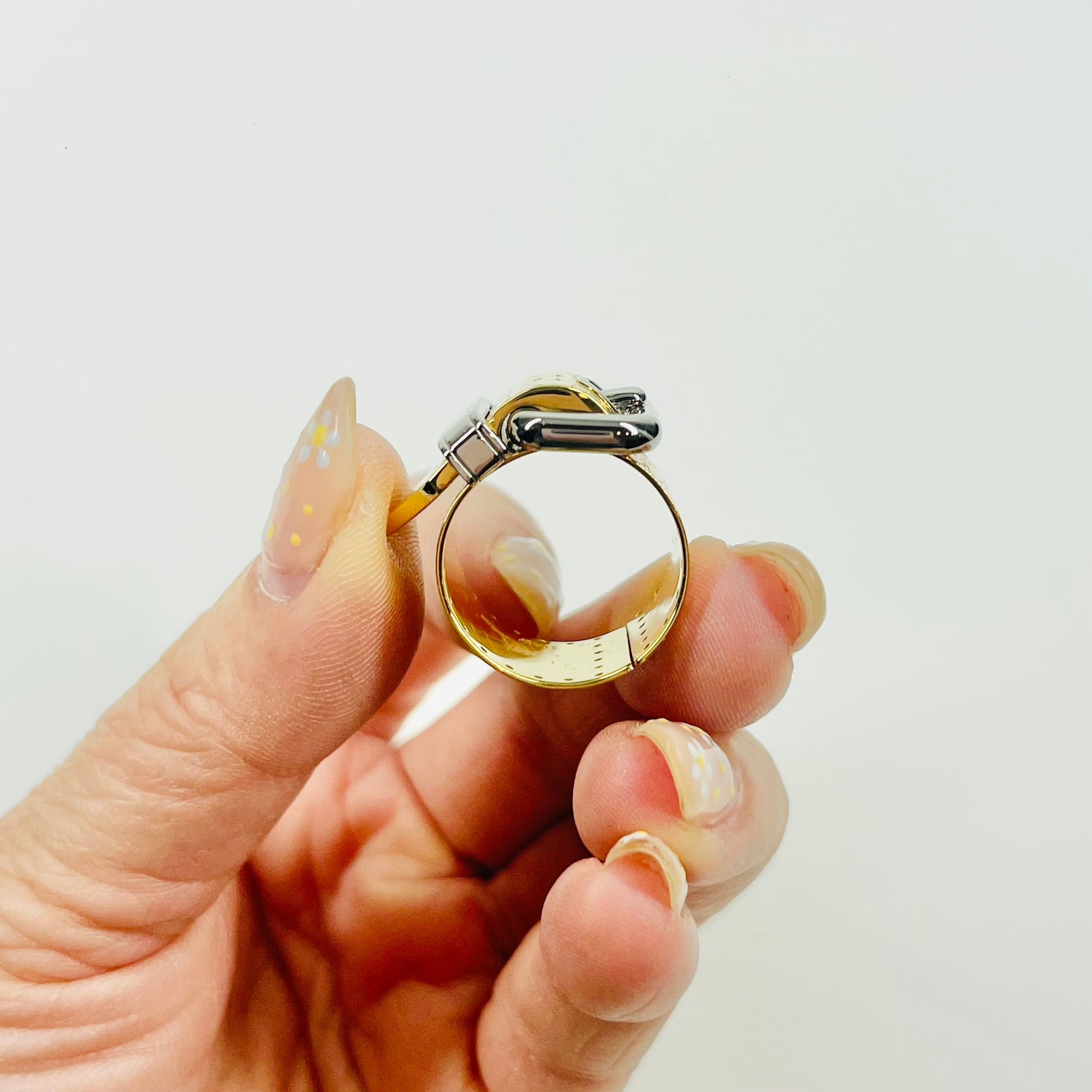 VINTAGE LOUIS VUITTON COSTUME TWO TONE MONOGRAM BUCKLE RING