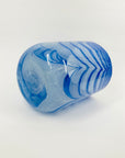 1980s AUSTRALIAN MOUTH BLOWN BLUE SWIRLS ART GLASS VASE BY STEPHEN MORRIS