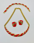 80s BARCS RED ENAMEL NECKLACE SUITE