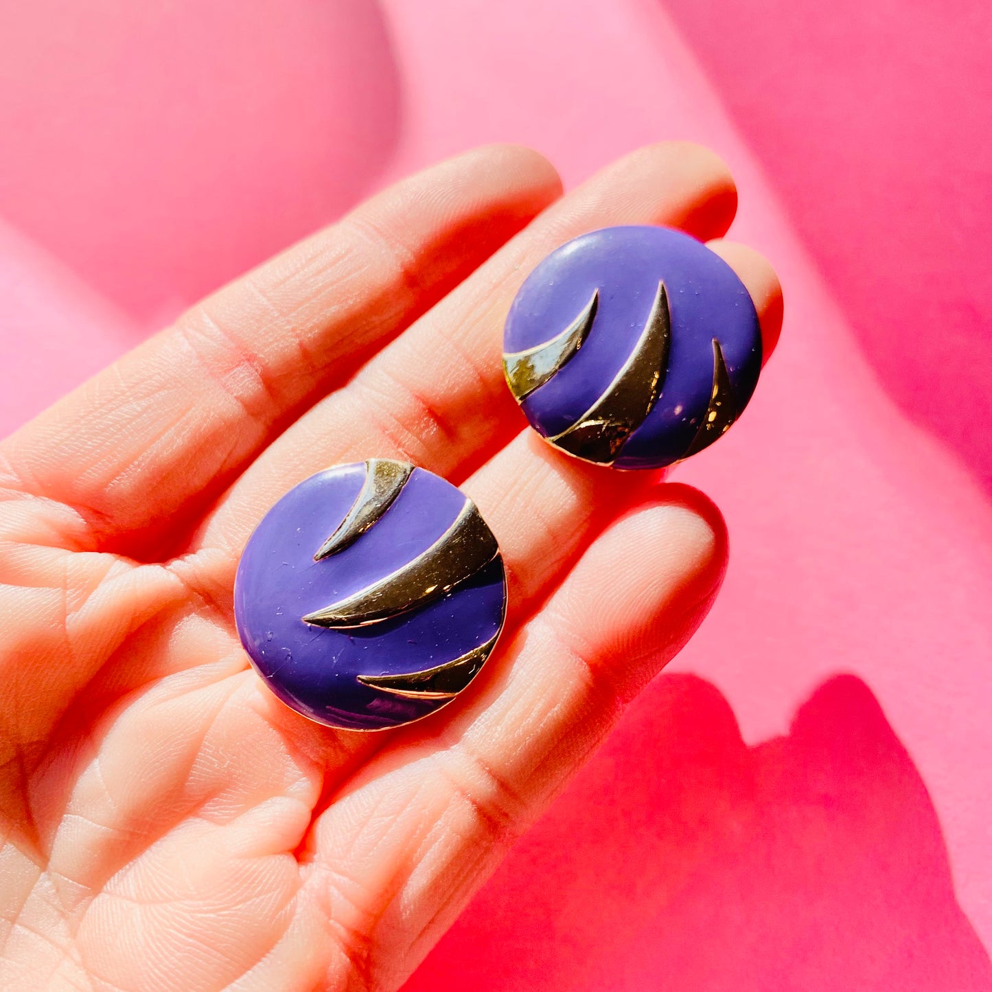 70s PURPLE ENAMEL EARRINGS