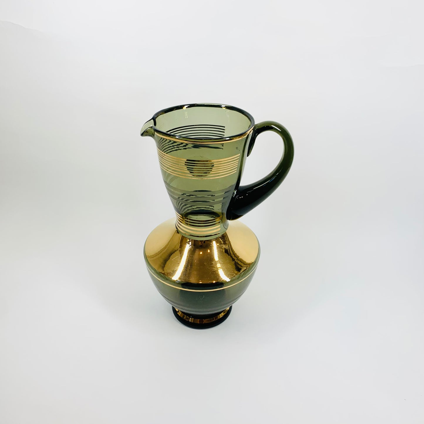 GREY GOLD GILDED GLASS JUG