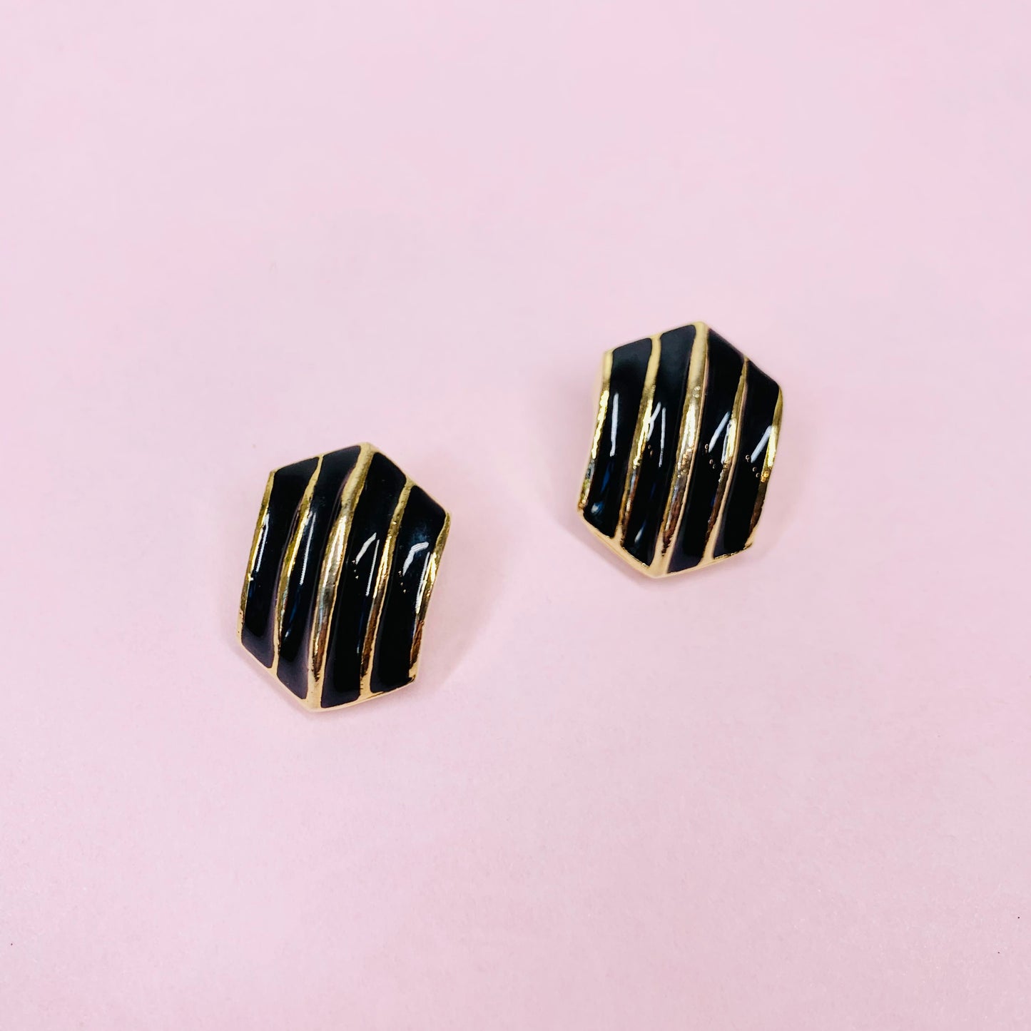 60s BARCS BLACK ENAMEL EARRINGS