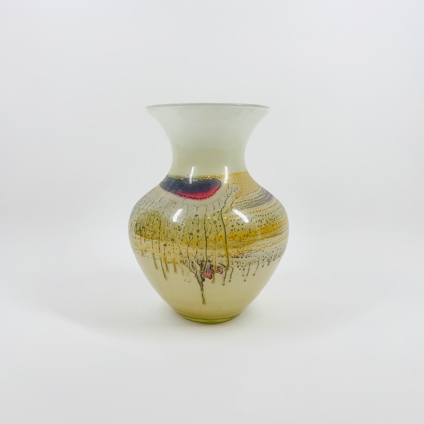 70s HAND DYED SIMRON GLASS POSY VASE