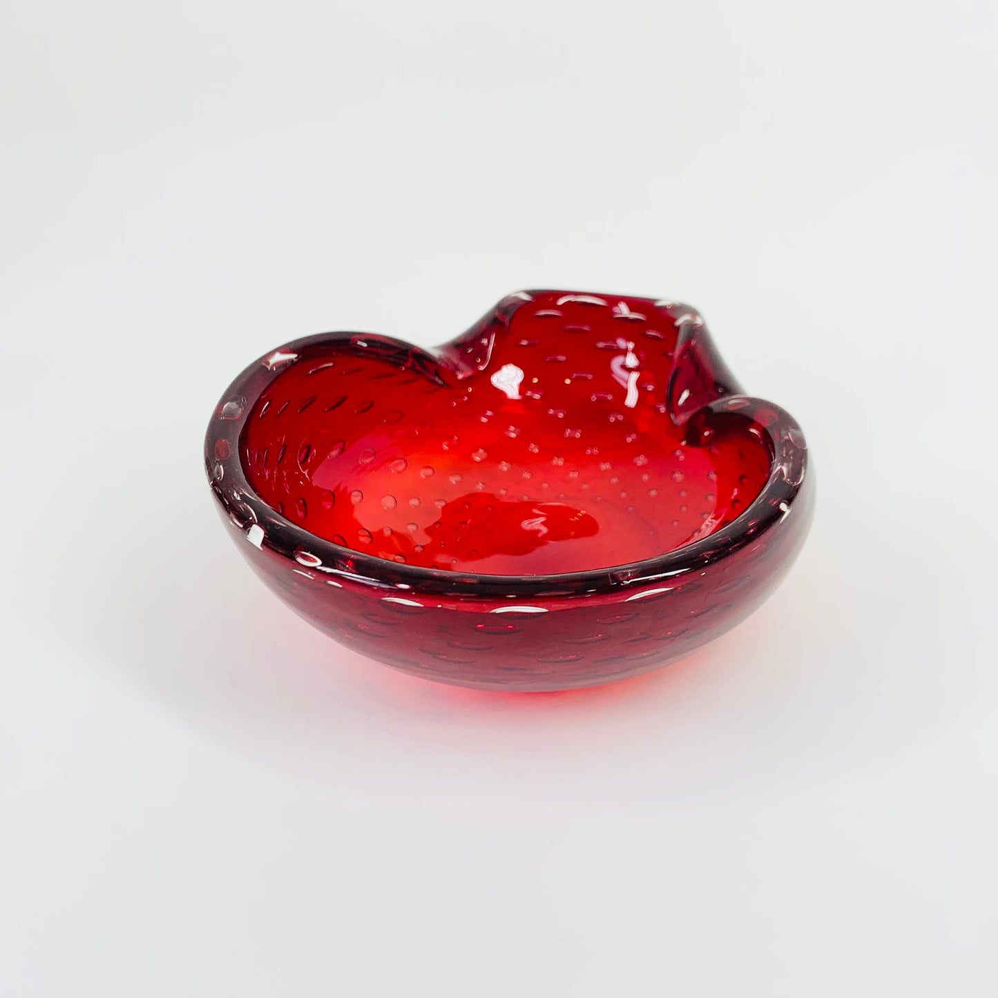 MCM MURANO RED PINCHED BOWL