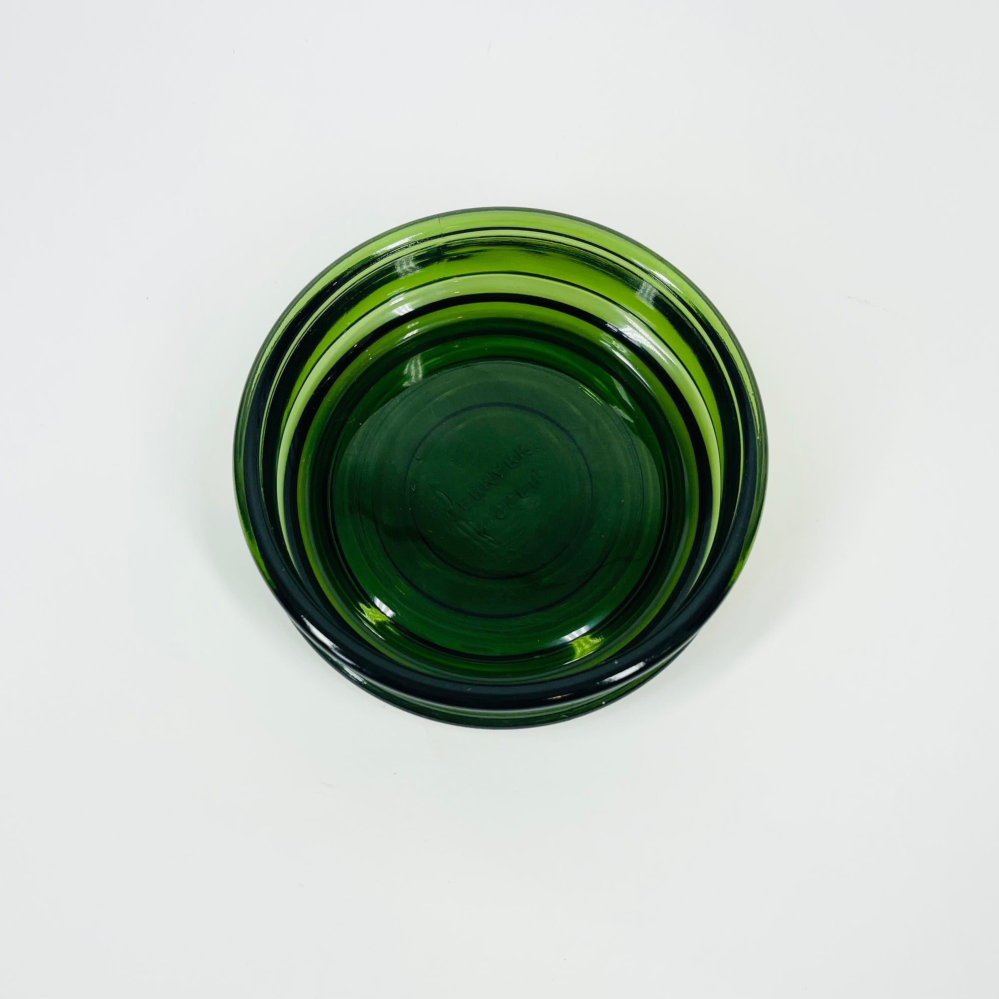 1960s DANISH NISSEN GREEN GLASS DESSERT BOWL