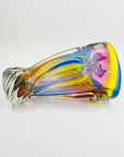 1970s JAPANESE KAMEI HARLEQUIN SOMMERSO GLASS TWIST VASE