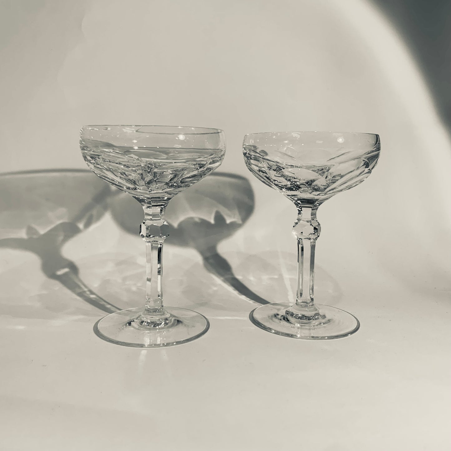 ANTIQUE ART DECO FRENCH CRYSTAL MINI COUPE GLASSES