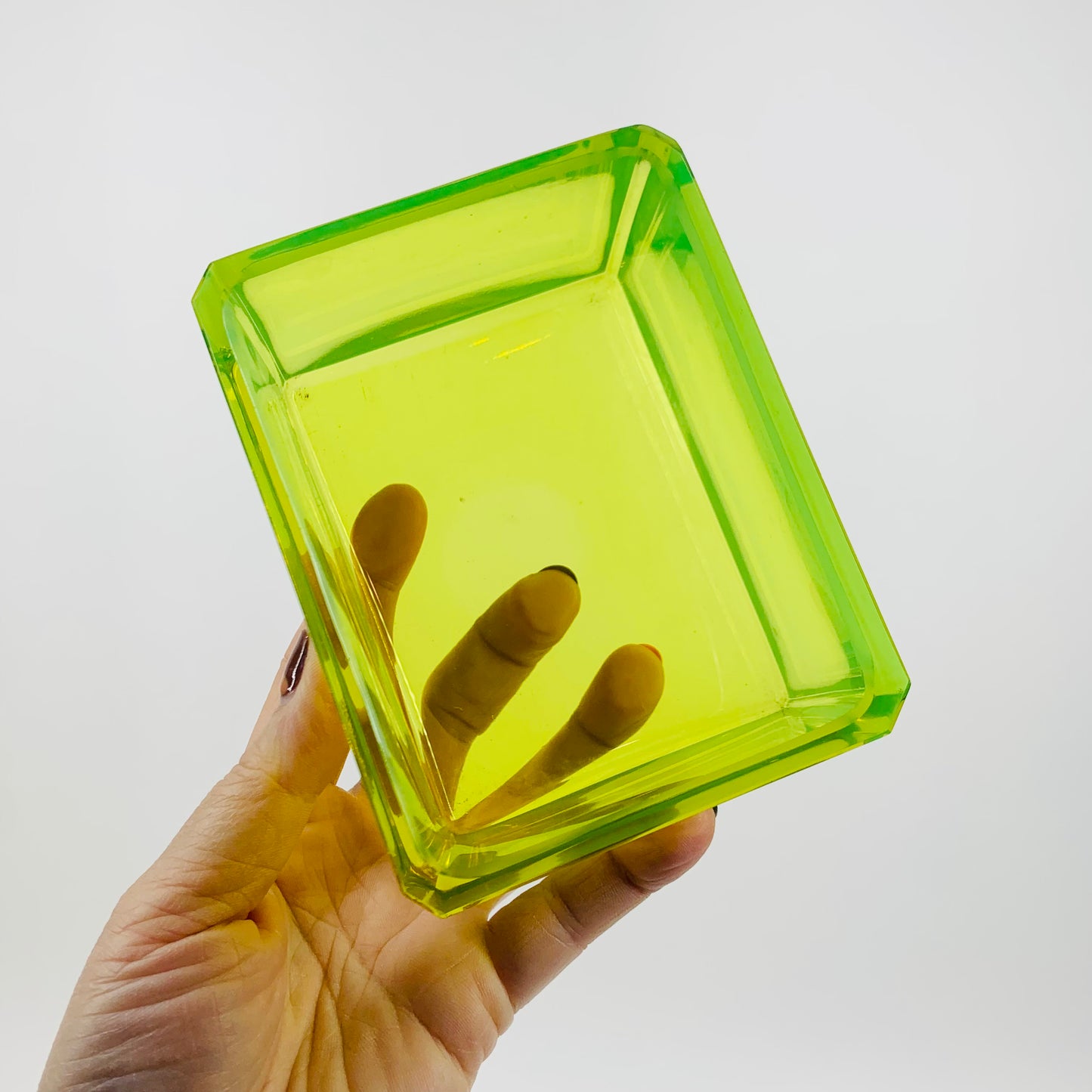 ART DECO URANIUM GLASS BOX