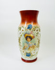 ANTIQUE VICTORIAN HAND PAINTED MILK GLASS VASE